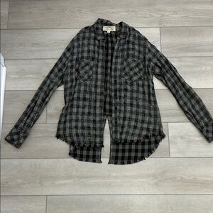 Cloth & Stone Black and Gray Checkered Shirt